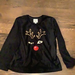 PJ Couture Reindeer XMass Fair Isle Black Fleece L
